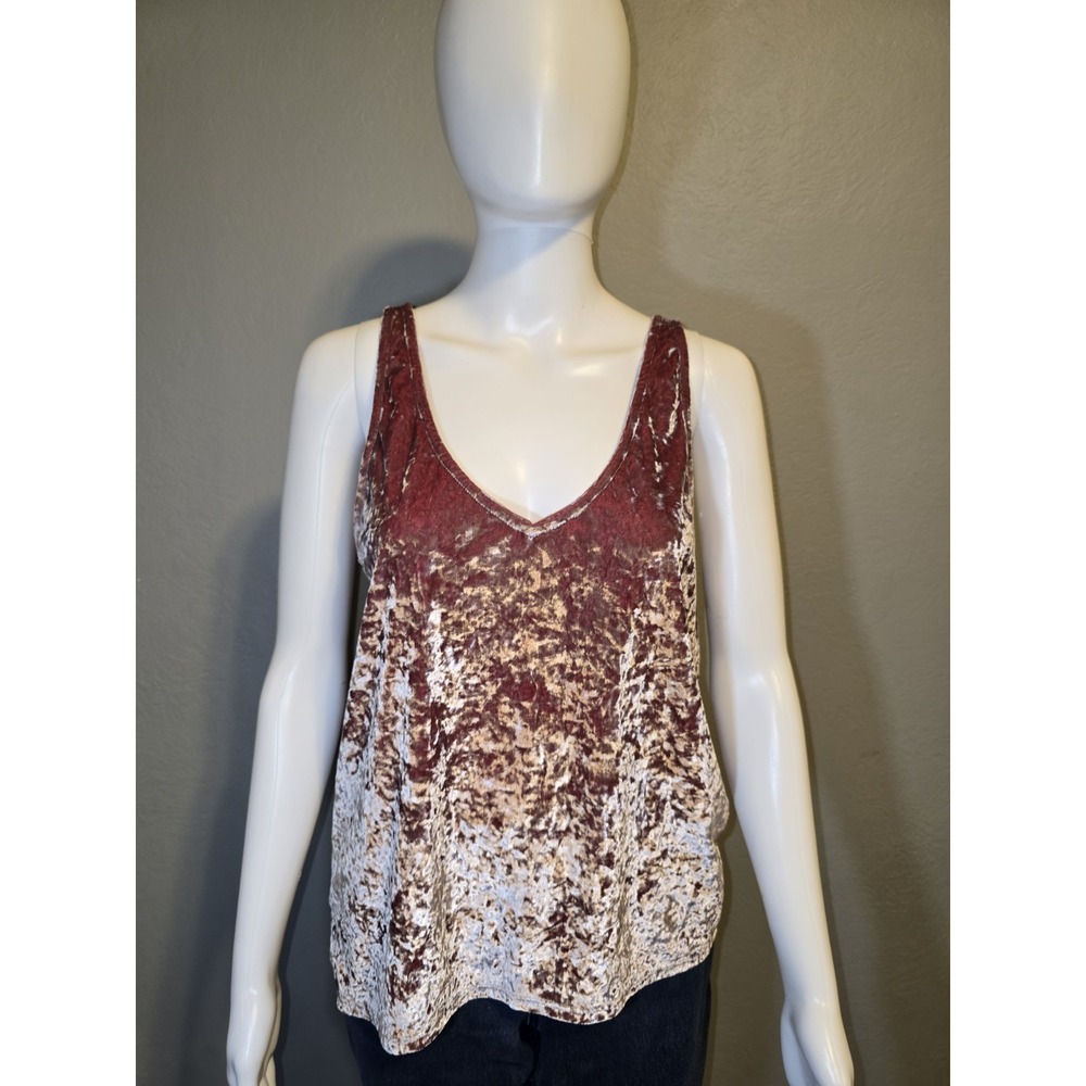 Feel The Piece Terre Jacobs Crushed Velvet Tank Red Festival Party Sz XS / S
